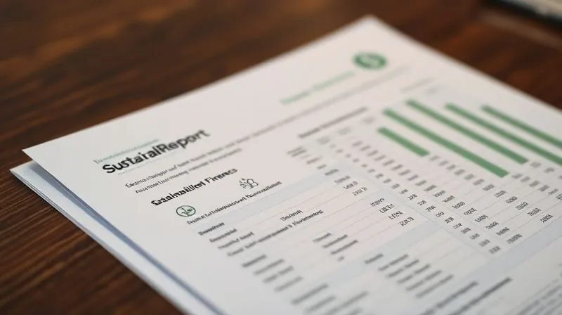 A photorealistic, professional photography, 8K, cinematic lighting, sharp focus, depth of field, shot on a high-end DSLR of a clear financial report showing positive ROI figures related to sustainability initiatives, overlaid with subtle environmental and social icons.