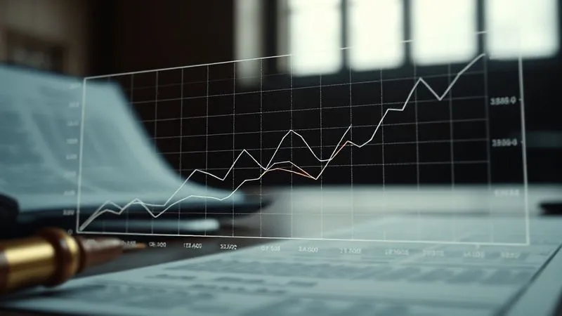 A photorealistic image of a complex financial graph with multiple lines representing vesting schedules and equity distribution, overlaid with blurred legal documents, 8K, cinematic lighting, sharp focus on the graph, depth of field.
