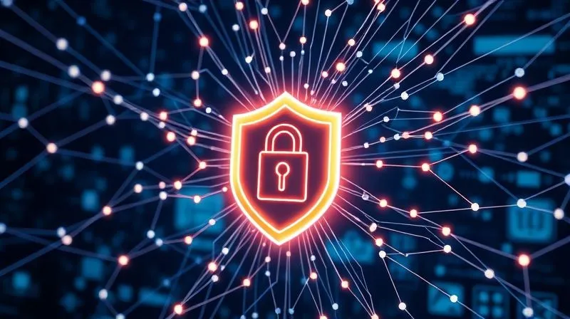 A photorealistic, conceptual image showing a complex web of interconnected digital contracts, glowing with secure data streams, forming a protective shield around a stylized business icon. The background is a modern, clean digital interface, suggesting robust contract management software. Cinematic lighting, sharp focus, 8K hyper-detailed.