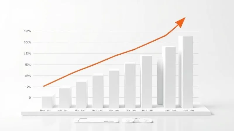 A photorealistic 3D bar chart showing e-commerce customer support ticket volume trends over the past three holiday seasons, with a clear upward trajectory, indicating future growth. The chart is clean, professional, with cinematic lighting and sharp focus on the data points. 8K hyper-detailed.