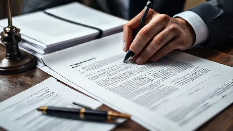 A photorealistic, professional photography, 8K, cinematic lighting, sharp focus, depth of field shot on a high-end DSLR of a detailed legal contract being carefully reviewed with a magnifying glass, alongside a stack of due diligence documents and a pen. The scene is serious and focused, conveying the importance of meticulous examination and risk mitigation in business decisions.