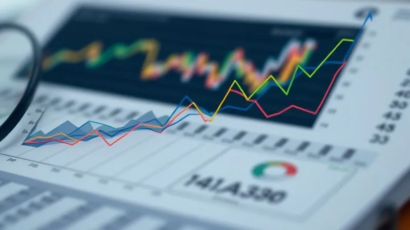A photorealistic, professional photography, 8K, cinematic lighting, sharp focus, depth of field, shot on a high-end DSLR, displaying a complex line graph with multiple colored lines representing different financial metrics over time. One prominent line shows a clear seasonal pattern with an overall upward trend, overlaid with a smoother, predictive forecast line extending into the future. The graph is clean and modern, set against a blurred background of a financial report. A photorealistic, professional photography, 8K, cinematic lighting, sharp focus, depth of field, shot on a high-end DSLR, displaying a complex line graph with multiple colored lines representing different financial metrics over time. One prominent line shows a clear seasonal pattern with an overall upward trend, overlaid with a smoother, predictive forecast line extending into the future. The graph is clean and modern, set against a blurred background of a financial report.