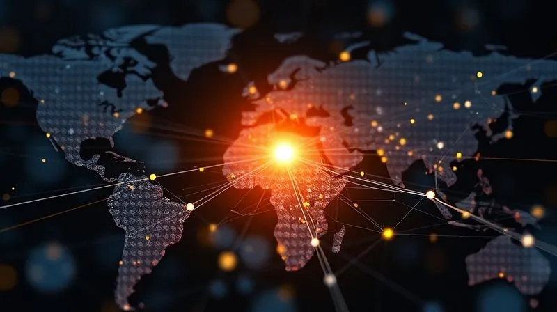 A photorealistic image of a complex, interconnected global network of data points and lines, representing market forces and emerging trends. The network is in a state of dynamic flux, with some nodes rapidly expanding and others fading. Professional photography, 8K, cinematic lighting, sharp focus on a central, glowing node, depth of field blurring the background, shot on a high-end DSLR, conveying the intricate and unpredictable nature of modern markets.