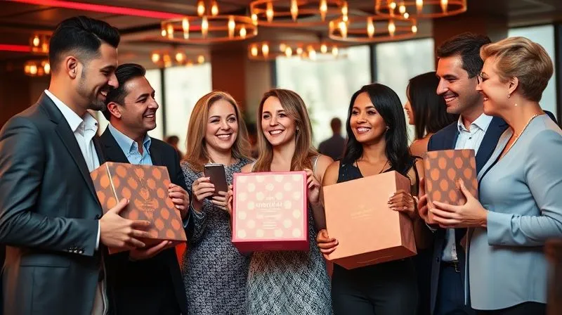 A photorealistic, professional photograph of a diverse group of happy, sophisticated individuals, each holding a beautifully designed luxury subscription box, interacting joyfully in a chic, modern lounge setting. The atmosphere is vibrant and exclusive, symbolizing community and sustained delight. Cinematic lighting, sharp focus on the people and boxes, depth of field blurring the background, 8K hyper-detailed, shot on a high-end DSLR. A photorealistic, professional photograph of a diverse group of happy, sophisticated individuals, each holding a beautifully designed luxury subscription box, interacting joyfully in a chic, modern lounge setting. The atmosphere is vibrant and exclusive, symbolizing community and sustained delight. Cinematic lighting, sharp focus on the people and boxes, depth of field blurring the background, 8K hyper-detailed, shot on a high-end DSLR.