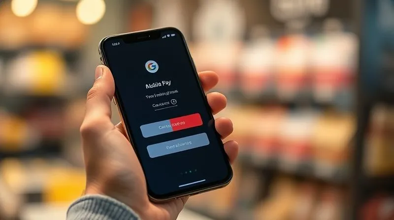 A photorealistic close-up of a hand holding a smartphone, displaying a seamless, simplified mobile checkout interface with prominent Apple Pay/Google Pay buttons and clear progress indicators. Professional photography, 8K, cinematic lighting, sharp focus on the phone screen, depth of field blurring the hand, shot on a high-end DSLR.