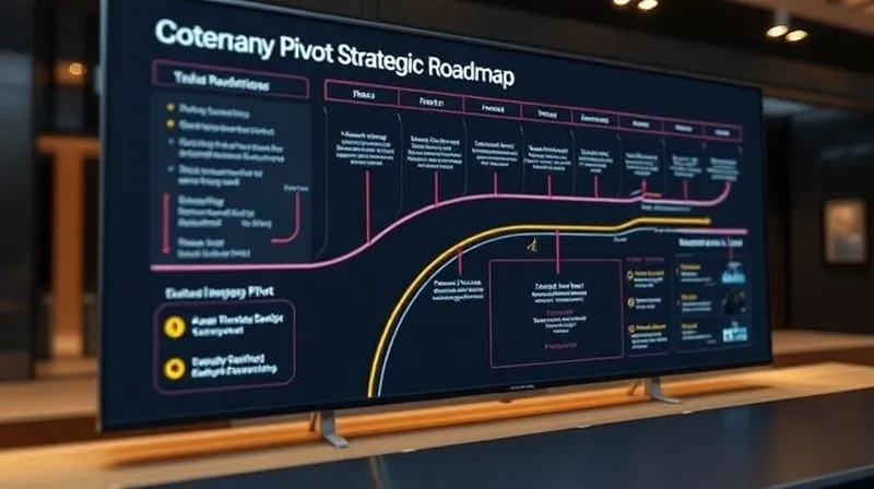 A photorealistic image of a detailed strategic roadmap on a large screen, showing clear milestones, decision points, and contingency paths for a business pivot, cinematic lighting, sharp focus on the roadmap, depth of field blurring the background, 8K hyper-detailed. A photorealistic image of a detailed strategic roadmap on a large screen, showing clear milestones, decision points, and contingency paths for a business pivot, cinematic lighting, sharp focus on the roadmap, depth of field blurring the background, 8K hyper-detailed.