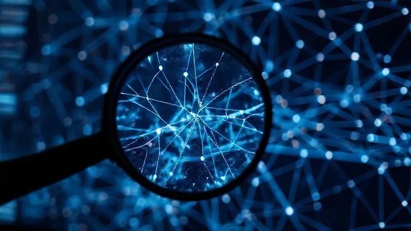 A photorealistic, professional photography, 8K, cinematic lighting, sharp focus, depth of field, shot on a high-end DSLR, of a magnifying glass hovering over a complex network of interconnected lines and nodes on a digital screen, with some lines appearing broken or faded, symbolizing a meticulous diagnosis of a failing B2B reseller channel program.