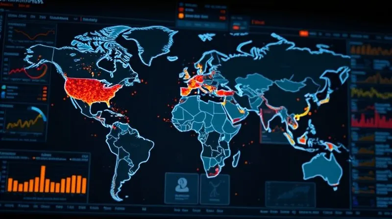 A photorealistic, professional photography, 8K, cinematic lighting, sharp focus, depth of field, shot on a high-end DSLR, depicting a complex digital dashboard showing various geopolitical risk indicators on a world map, with some regions highlighted in red and yellow, data points and graphs overlaying the map, suggesting real-time monitoring and analysis. A photorealistic, professional photography, 8K, cinematic lighting, sharp focus, depth of field, shot on a high-end DSLR, depicting a complex digital dashboard showing various geopolitical risk indicators on a world map, with some regions highlighted in red and yellow, data points and graphs overlaying the map, suggesting real-time monitoring and analysis.