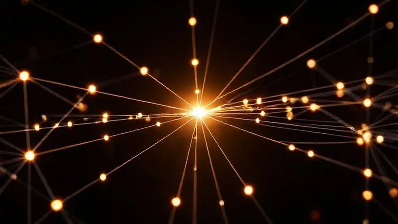 A photorealistic image of a strong, interconnected network of glowing lines representing resilience and collaboration, with a central node shining brightly, set against a dark, abstract background, cinematic lighting, sharp focus, depth of field, 8K hyper-detailed, shot on a high-end DSLR. A photorealistic image of a strong, interconnected network of glowing lines representing resilience and collaboration, with a central node shining brightly, set against a dark, abstract background, cinematic lighting, sharp focus, depth of field, 8K hyper-detailed, shot on a high-end DSLR.