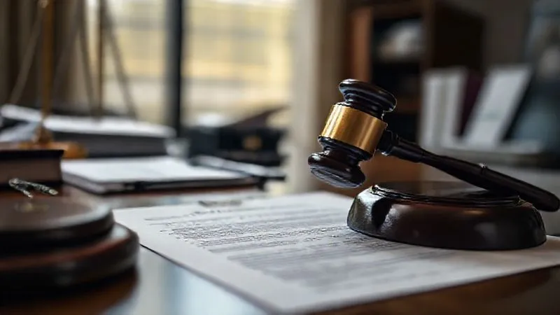 photorealistic, professional photography, 8K, cinematic lighting, sharp focus, depth of field, shot on a high-end DSLR. A legal document with a gavel resting on it, surrounded by blurred office elements. The lighting is stark and serious, emphasizing the gravity of legal decisions in HR. photorealistic, professional photography, 8K, cinematic lighting, sharp focus, depth of field, shot on a high-end DSLR. A legal document with a gavel resting on it, surrounded by blurred office elements. The lighting is stark and serious, emphasizing the gravity of legal decisions in HR.