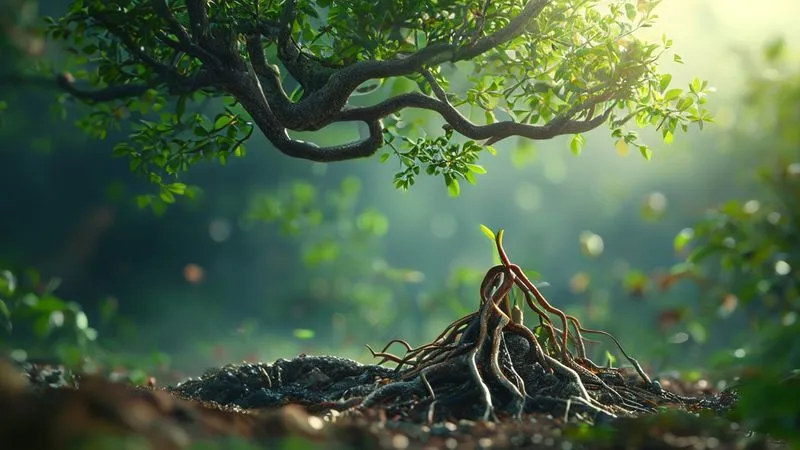 photorealistic, professional photography, 8K, cinematic lighting, sharp focus, depth of field, shot on a high-end DSLR, a visual metaphor of a strong, healthy root system of a tree, representing deep customer loyalty and long-term value, with new shoots emerging, set against a blurred background of a thriving business landscape, emphasizing sustainable growth from within. photorealistic, professional photography, 8K, cinematic lighting, sharp focus, depth of field, shot on a high-end DSLR, a visual metaphor of a strong, healthy root system of a tree, representing deep customer loyalty and long-term value, with new shoots emerging, set against a blurred background of a thriving business landscape, emphasizing sustainable growth from within.