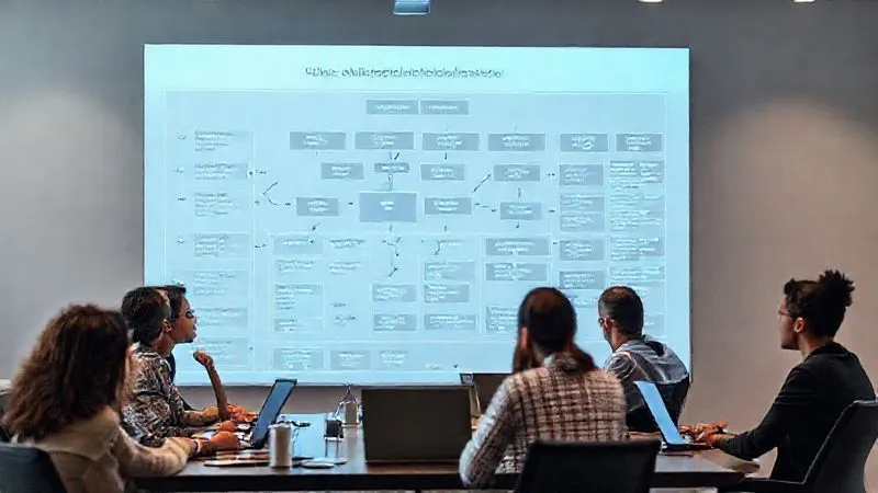 Photorealistic, professional photography of a diverse engineering team collaborating around a large digital flowchart projected onto a wall, outlining a complex software deployment strategy with various testing and rollout phases. Whiteboard markers and laptops are visible. 8K, cinematic lighting, sharp focus on the flowchart, depth of field. Shot on a high-end DSLR. Photorealistic, professional photography of a diverse engineering team collaborating around a large digital flowchart projected onto a wall, outlining a complex software deployment strategy with various testing and rollout phases. Whiteboard markers and laptops are visible. 8K, cinematic lighting, sharp focus on the flowchart, depth of field. Shot on a high-end DSLR.