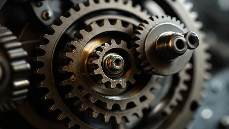 A photorealistic, professional photography of a complex, intertwined gear system, with one central gear visibly misaligned and causing the entire mechanism to jam. 8K, cinematic lighting, sharp focus on the misaligned gear, depth of field blurring the background, shot on a high-end DSLR.