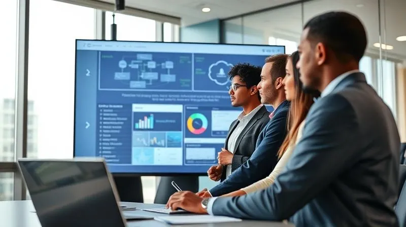 A team of diverse professionals in a modern, well-lit conference room, collaboratively analyzing data and flowcharts on a large interactive screen. They appear reflective and engaged in problem-solving, with a sense of purposeful learning. Photorealistic, professional photography, 8K, cinematic lighting, sharp focus on the team and screen, depth of field blurring the background, shot on a high-end DSLR, conveying collaborative improvement. A team of diverse professionals in a modern, well-lit conference room, collaboratively analyzing data and flowcharts on a large interactive screen. They appear reflective and engaged in problem-solving, with a sense of purposeful learning. Photorealistic, professional photography, 8K, cinematic lighting, sharp focus on the team and screen, depth of field blurring the background, shot on a high-end DSLR, conveying collaborative improvement.