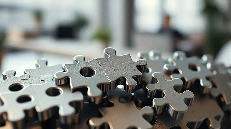 A photorealistic image of several intricate, metallic puzzle pieces, some fitting perfectly together while others are being carefully adjusted to find their place. The background is a soft, blurred office environment, symbolizing the careful re-structuring of a business partnership. Cinematic lighting highlights the metallic sheen, sharp focus on the puzzle pieces, depth of field. 8K hyper-detailed, professional photography. A photorealistic image of several intricate, metallic puzzle pieces, some fitting perfectly together while others are being carefully adjusted to find their place. The background is a soft, blurred office environment, symbolizing the careful re-structuring of a business partnership. Cinematic lighting highlights the metallic sheen, sharp focus on the puzzle pieces, depth of field. 8K hyper-detailed, professional photography.