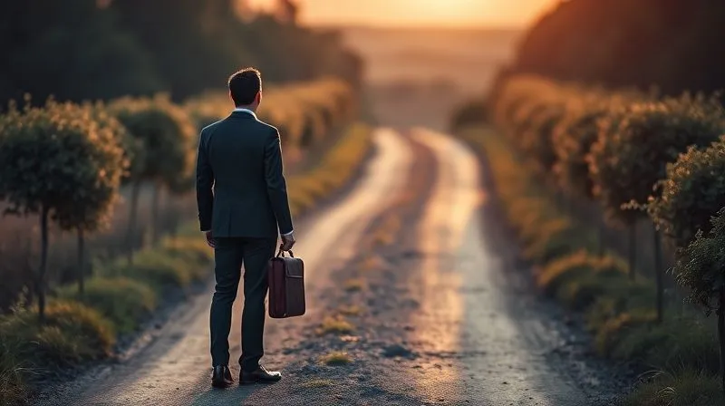 A photorealistic image of a business person standing at a crossroads, looking down two diverging paths. One path is well-lit and clear, the other is darker and overgrown. The person holds a briefcase, symbolizing a difficult but necessary strategic decision. Cinematic lighting, sharp focus on the person and paths, depth of field blurring the distant horizon. 8K hyper-detailed, professional photography. A photorealistic image of a business person standing at a crossroads, looking down two diverging paths. One path is well-lit and clear, the other is darker and overgrown. The person holds a briefcase, symbolizing a difficult but necessary strategic decision. Cinematic lighting, sharp focus on the person and paths, depth of field blurring the distant horizon. 8K hyper-detailed, professional photography.