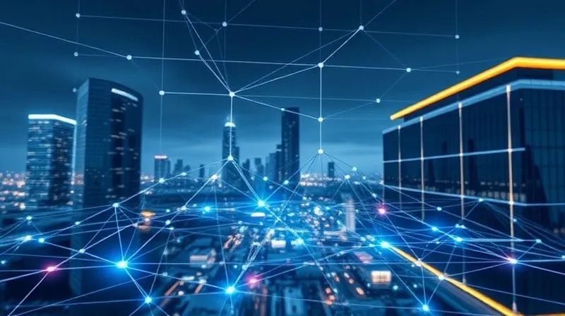 photorealistic, professional photography, 8K, cinematic lighting, sharp focus, depth of field, shot on a high-end DSLR. An intricate, glowing blueprint or architectural schematic of a highly interconnected, resilient, and scalable technology ecosystem. The lines are clean and precise, representing data flows and system connections. In the background, a modern cityscape with sleek, futuristic buildings, implying a robust and forward-looking foundation. Emotionally resonant with strategic vision and innovation.