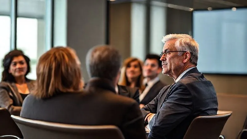 photorealistic, professional photography, 8K, cinematic lighting, sharp focus, depth of field, shot on a high-end DSLR. A diverse group of senior executives in a modern boardroom, intently listening to a presentation on 'Strategic Onboarding Impact,' with one executive nodding in agreement, symbolizing strong leadership buy-in and commitment to employee integration. photorealistic, professional photography, 8K, cinematic lighting, sharp focus, depth of field, shot on a high-end DSLR. A diverse group of senior executives in a modern boardroom, intently listening to a presentation on 'Strategic Onboarding Impact,' with one executive nodding in agreement, symbolizing strong leadership buy-in and commitment to employee integration.