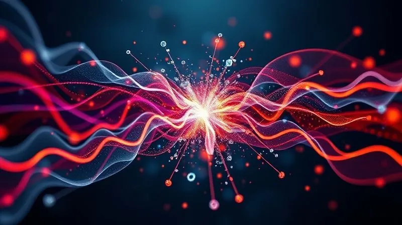 A photorealistic image of two distinct data streams, one representing market analysis (abstract, flowing, external forces) and the other sales forecasts (structured, directional, internal efforts), visually clashing or diverging at a central point. Professional photography, 8K, cinematic lighting, sharp focus, depth of field, shot on a high-end DSLR.