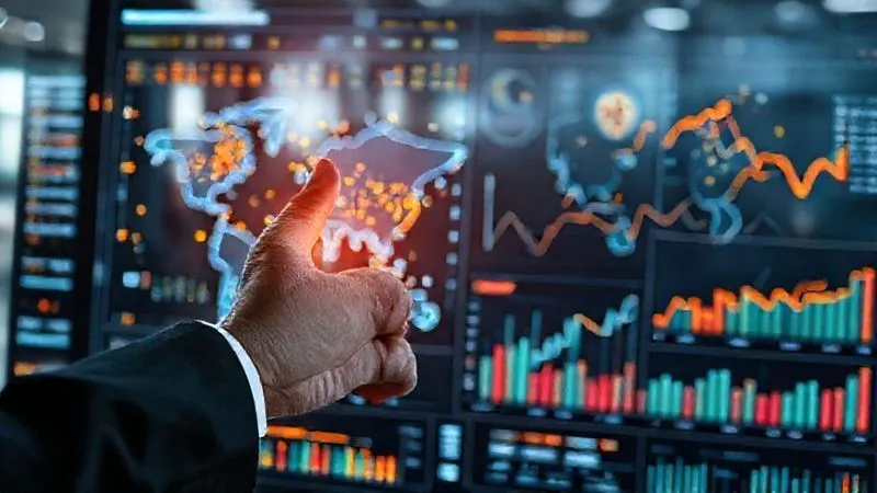 A photorealistic image of a futuristic, interactive dashboard displaying complex supply chain metrics. Glowing data points, real-time maps, and predictive analytics charts are visible. A professional hand gestures towards a highlighted area indicating a potential disruption. Cinematic lighting, sharp focus on the dashboard, depth of field blurring a modern office background. Shot on a high-end DSLR, 8K hyper-detailed. A photorealistic image of a futuristic, interactive dashboard displaying complex supply chain metrics. Glowing data points, real-time maps, and predictive analytics charts are visible. A professional hand gestures towards a highlighted area indicating a potential disruption. Cinematic lighting, sharp focus on the dashboard, depth of field blurring a modern office background. Shot on a high-end DSLR, 8K hyper-detailed.