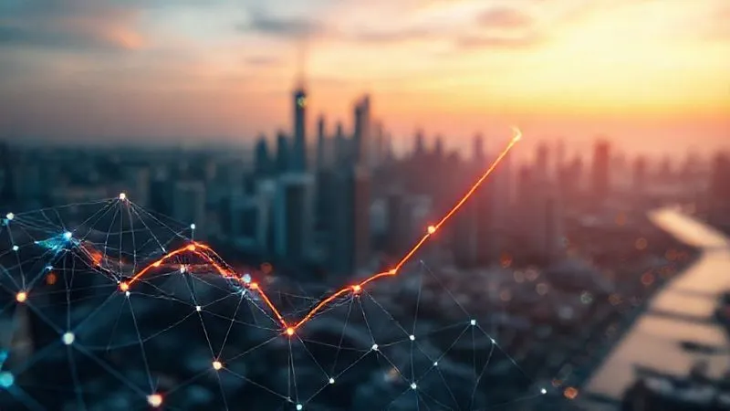 Photorealistic, professional photography, 8K, cinematic lighting, sharp focus, depth of field, shot on a high-end DSLR. A vibrant, upward-trending line graph emerging from a complex network of interconnected data points, symbolizing sustainable business growth and resilience, against a subtly blurred backdrop of a thriving city skyline at dawn. Photorealistic, professional photography, 8K, cinematic lighting, sharp focus, depth of field, shot on a high-end DSLR. A vibrant, upward-trending line graph emerging from a complex network of interconnected data points, symbolizing sustainable business growth and resilience, against a subtly blurred backdrop of a thriving city skyline at dawn.