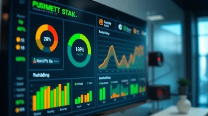 A photorealistic image of a sophisticated digital dashboard displaying real-time project metrics, including budget status, task completion rates, and risk indicators. Green and amber lights indicate healthy progress, with a clear trend line showing budget stabilization. Professional photography, 8K, cinematic lighting, sharp focus on the dashboard, depth of field blurring a modern workspace, shot on a high-end DSLR. A photorealistic image of a sophisticated digital dashboard displaying real-time project metrics, including budget status, task completion rates, and risk indicators. Green and amber lights indicate healthy progress, with a clear trend line showing budget stabilization. Professional photography, 8K, cinematic lighting, sharp focus on the dashboard, depth of field blurring a modern workspace, shot on a high-end DSLR.