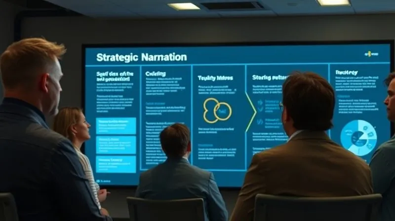 A photorealistic image of a project manager presenting a strategic narrative on a large interactive screen, using visual metaphors and concise text, to a small group of engaged executives. The screen displays a journey map or a story arc, cinematic lighting, sharp focus, depth of field, 8K hyper-detailed, professional photography, shot on a high-end DSLR. A photorealistic image of a project manager presenting a strategic narrative on a large interactive screen, using visual metaphors and concise text, to a small group of engaged executives. The screen displays a journey map or a story arc, cinematic lighting, sharp focus, depth of field, 8K hyper-detailed, professional photography, shot on a high-end DSLR.