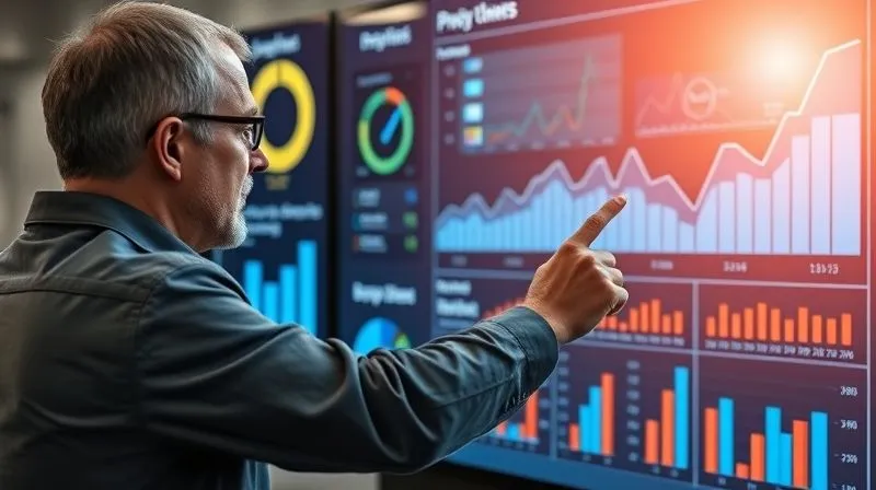 A photorealistic image of a project manager pointing to a visual dashboard on a large screen, where project metrics are clearly linked to business KPIs like revenue growth and customer satisfaction, showing an upward trend. The image conveys clear impact and value. Cinematic lighting, sharp focus, depth of field, 8K hyper-detailed, professional photography, shot on a high-end DSLR. A photorealistic image of a project manager pointing to a visual dashboard on a large screen, where project metrics are clearly linked to business KPIs like revenue growth and customer satisfaction, showing an upward trend. The image conveys clear impact and value. Cinematic lighting, sharp focus, depth of field, 8K hyper-detailed, professional photography, shot on a high-end DSLR.