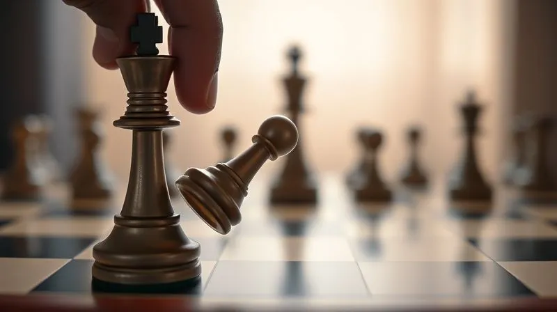 A photorealistic image of a single chess piece (a king) being gently lifted from a chessboard, symbolizing a strategic withdrawal or pause. Cinematic lighting, sharp focus on the chess piece, depth of field blurring the background, 8K hyper-detailed, professional photography, shot on a high-end DSLR.