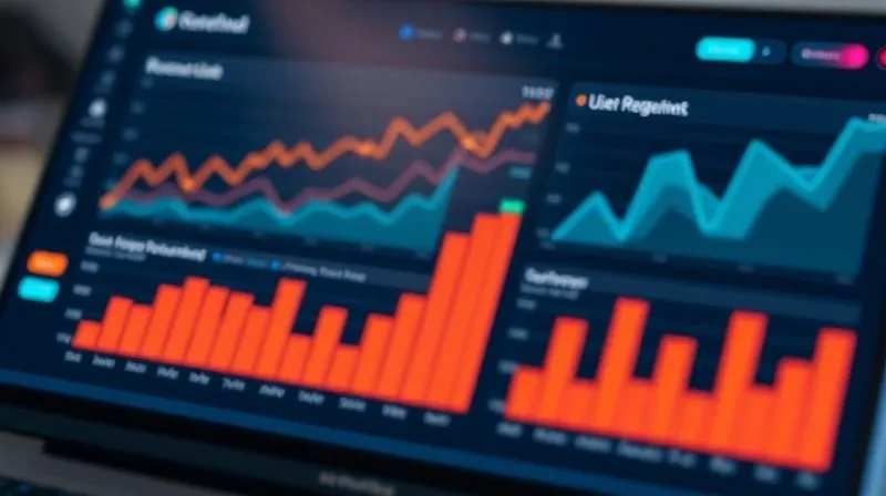 A photorealistic image of a sleek, modern data dashboard displaying vibrant growth charts and key performance indicators (KPIs) for a startup. The charts show upward trends in revenue, user engagement, and customer lifetime value. Cinematic lighting, sharp focus on the data, depth of field blurring the background, 8K hyper-detailed. A photorealistic image of a sleek, modern data dashboard displaying vibrant growth charts and key performance indicators (KPIs) for a startup. The charts show upward trends in revenue, user engagement, and customer lifetime value. Cinematic lighting, sharp focus on the data, depth of field blurring the background, 8K hyper-detailed.