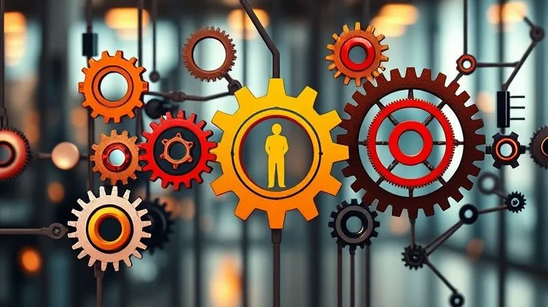 A stylized, interconnected network of gears and human figures, representing a strong ethical culture and robust internal controls working in harmony within a corporate setting. The colors are professional and reassuring. professional photography, 8K, cinematic lighting, sharp focus, depth of field, shot on a high-end DSLR. A stylized, interconnected network of gears and human figures, representing a strong ethical culture and robust internal controls working in harmony within a corporate setting. The colors are professional and reassuring. professional photography, 8K, cinematic lighting, sharp focus, depth of field, shot on a high-end DSLR.