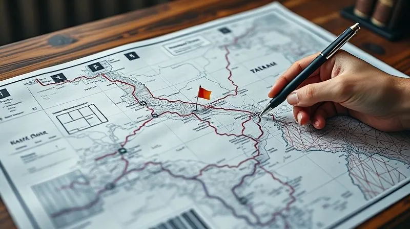 photorealistic, professional photography, 8K, cinematic lighting, sharp focus, depth of field, shot on a high-end DSLR, a detailed roadmap unfurling on a vintage wooden desk, with specific, clear paths marked out with small flags and symbols. A hand with a pen is poised to add a new strategic route, symbolizing a post-accelerator plan. Soft, warm lighting illuminates the map. photorealistic, professional photography, 8K, cinematic lighting, sharp focus, depth of field, shot on a high-end DSLR, a detailed roadmap unfurling on a vintage wooden desk, with specific, clear paths marked out with small flags and symbols. A hand with a pen is poised to add a new strategic route, symbolizing a post-accelerator plan. Soft, warm lighting illuminates the map.