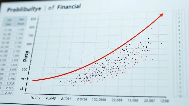 A photorealistic visualization of a logistic regression S-curve plotted against financial ratios, showing probability of default, with data points scattered. Professional photography, 8K, cinematic lighting, sharp focus, depth of field. A photorealistic visualization of a logistic regression S-curve plotted against financial ratios, showing probability of default, with data points scattered. Professional photography, 8K, cinematic lighting, sharp focus, depth of field.