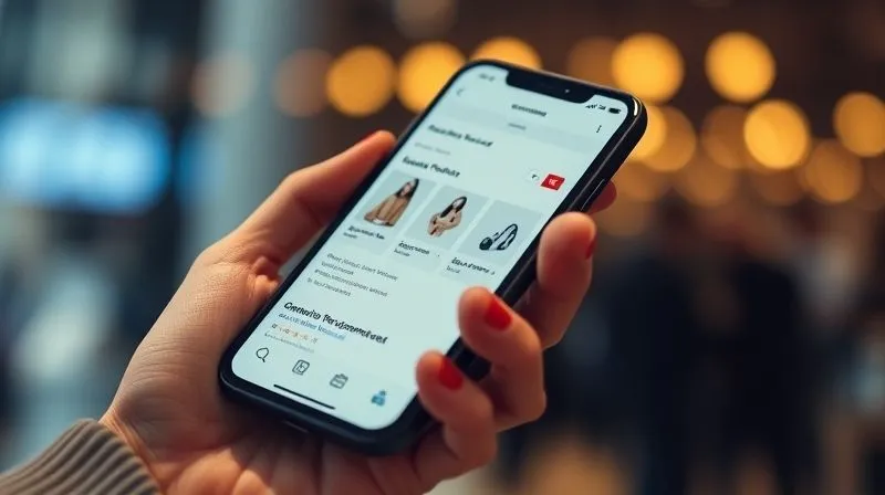 A photorealistic close-up of a hand holding a smartphone, displaying a highly personalized e-commerce feed with tailored product recommendations and relevant offers, reflecting an intuitive and engaging user experience. Cinematic lighting, sharp focus on the phone screen, depth of field blurring the background, 8K hyper-detailed. A photorealistic close-up of a hand holding a smartphone, displaying a highly personalized e-commerce feed with tailored product recommendations and relevant offers, reflecting an intuitive and engaging user experience. Cinematic lighting, sharp focus on the phone screen, depth of field blurring the background, 8K hyper-detailed.