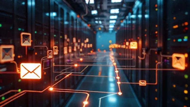 A photorealistic, professional photography image depicting a complex digital pathway, with various checkpoints representing spam filters, firewalls, and mobile devices. A glowing email icon navigates this path, with some pathways clearly blocked or leading to a 'junk' folder, while others successfully lead to an 'inbox' icon. 8K, cinematic lighting, sharp focus on the email's journey, depth of field blurring the background of server racks, shot on a high-end DSLR. A photorealistic, professional photography image depicting a complex digital pathway, with various checkpoints representing spam filters, firewalls, and mobile devices. A glowing email icon navigates this path, with some pathways clearly blocked or leading to a 'junk' folder, while others successfully lead to an 'inbox' icon. 8K, cinematic lighting, sharp focus on the email's journey, depth of field blurring the background of server racks, shot on a high-end DSLR.
