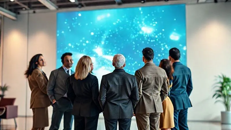 A photorealistic image of a diverse executive team standing united, looking confidently at a bright future, with a clear and inspiring vision displayed on a large, futuristic holographic screen. The setting is a modern, spacious office with abundant natural light, conveying leadership, vision, and forward momentum. 8K, cinematic lighting, professional photography, sharp focus on the leaders, depth of field blurring the background. A photorealistic image of a diverse executive team standing united, looking confidently at a bright future, with a clear and inspiring vision displayed on a large, futuristic holographic screen. The setting is a modern, spacious office with abundant natural light, conveying leadership, vision, and forward momentum. 8K, cinematic lighting, professional photography, sharp focus on the leaders, depth of field blurring the background.