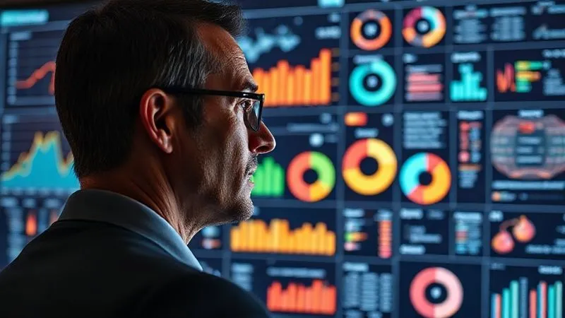 A photorealistic image of a complex dashboard on a large monitor, displaying various data visualizations: line graphs showing trend predictions, bar charts indicating project progress, and pie charts illustrating resource allocation. The screen is glowing subtly, reflecting on the face of a focused business executive observing the data, suggesting strategic decision-making. Professional photography, 8K, cinematic lighting, sharp focus on the dashboard, depth of field blurring the executive slightly, shot on a high-end DSLR. A photorealistic image of a complex dashboard on a large monitor, displaying various data visualizations: line graphs showing trend predictions, bar charts indicating project progress, and pie charts illustrating resource allocation. The screen is glowing subtly, reflecting on the face of a focused business executive observing the data, suggesting strategic decision-making. Professional photography, 8K, cinematic lighting, sharp focus on the dashboard, depth of field blurring the executive slightly, shot on a high-end DSLR.