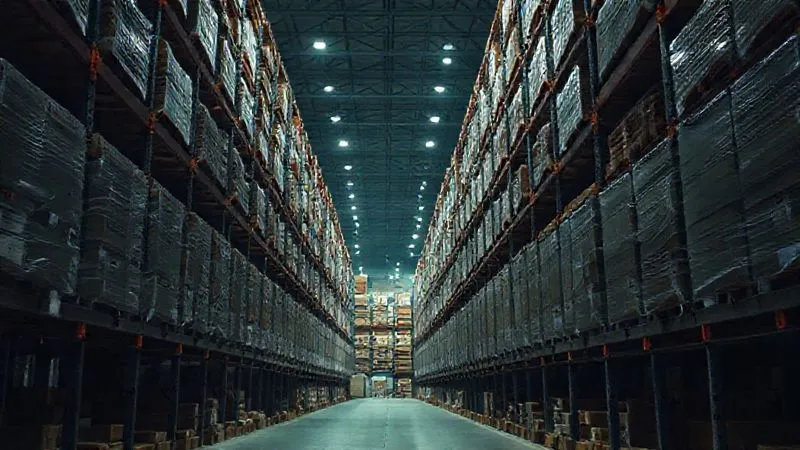 A photorealistic, professional photography, 8K, cinematic lighting, sharp focus, depth of field, shot on a high-end DSLR image of a vast, dimly lit warehouse aisle with towering shelves of unsold inventory, dust subtly visible, conveying a sense of stagnation and trapped capital. A photorealistic, professional photography, 8K, cinematic lighting, sharp focus, depth of field, shot on a high-end DSLR image of a vast, dimly lit warehouse aisle with towering shelves of unsold inventory, dust subtly visible, conveying a sense of stagnation and trapped capital.